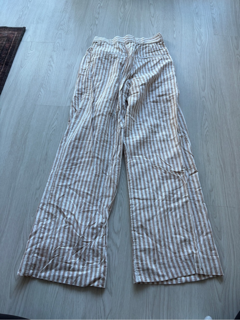 Abercrombie & Fitch Cream and White Striped Pants